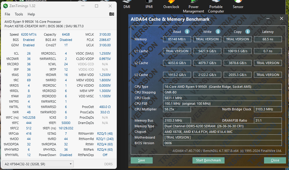 AIDA64 benchmarking